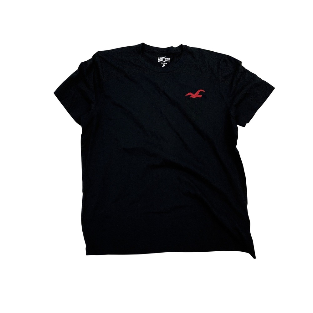 Hollister Must-Have Collection Black Crewneck T-Shirt Red Seagull Logo Mens XL